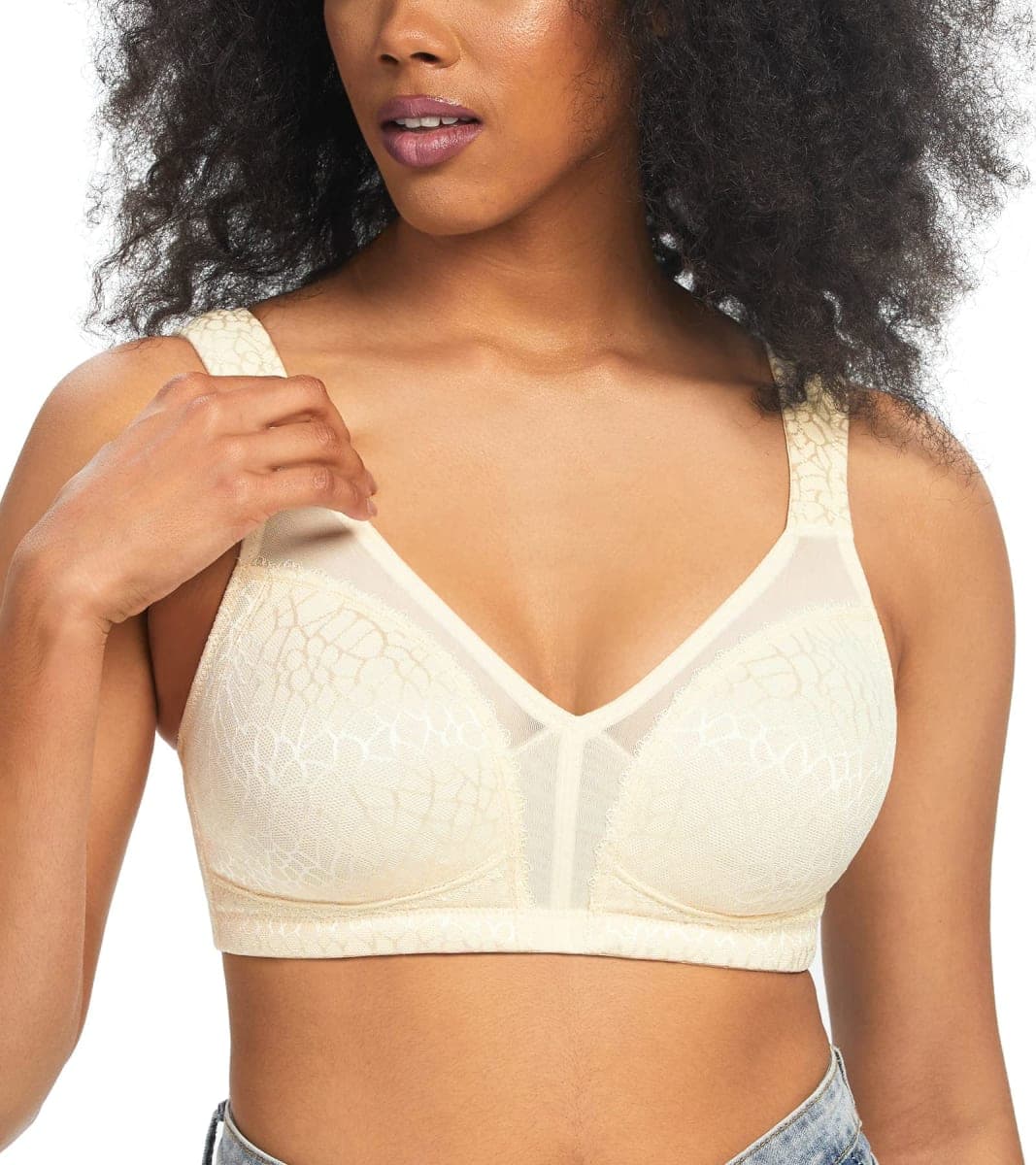 HACI Women Minimizer Bra Full Coverage Everyday Wirefree (40DDD, Nude) thumbnail 3