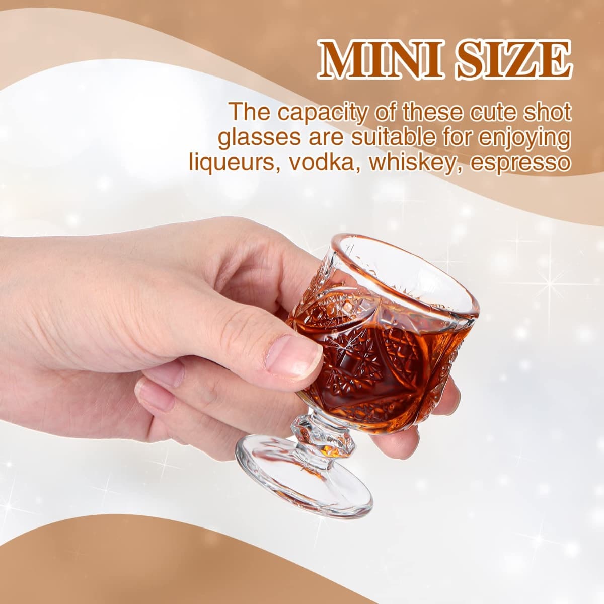 1.75 oz Shot Glasses Set Fancy Cute Shot Glasses Cordial Crystal Shot Glassware Clear Embossed Glass Snifters Drinkware for Wine Sherry Vodka cocktail Beverage Wedding Party Bar Supplies (12 Pieces) thumbnail 4