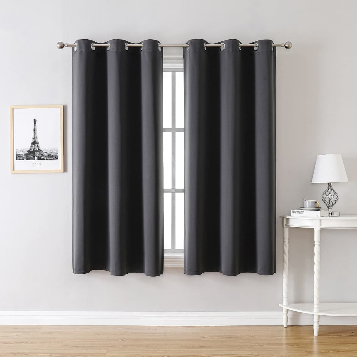 ChrisDowa Grommet Blackout Curtains for Bedroom and Living Room - 2 Panels Set Thermal Insulated Room Darkening Curtains (Dark Grey, 42 x 63 Inch) thumbnail 2