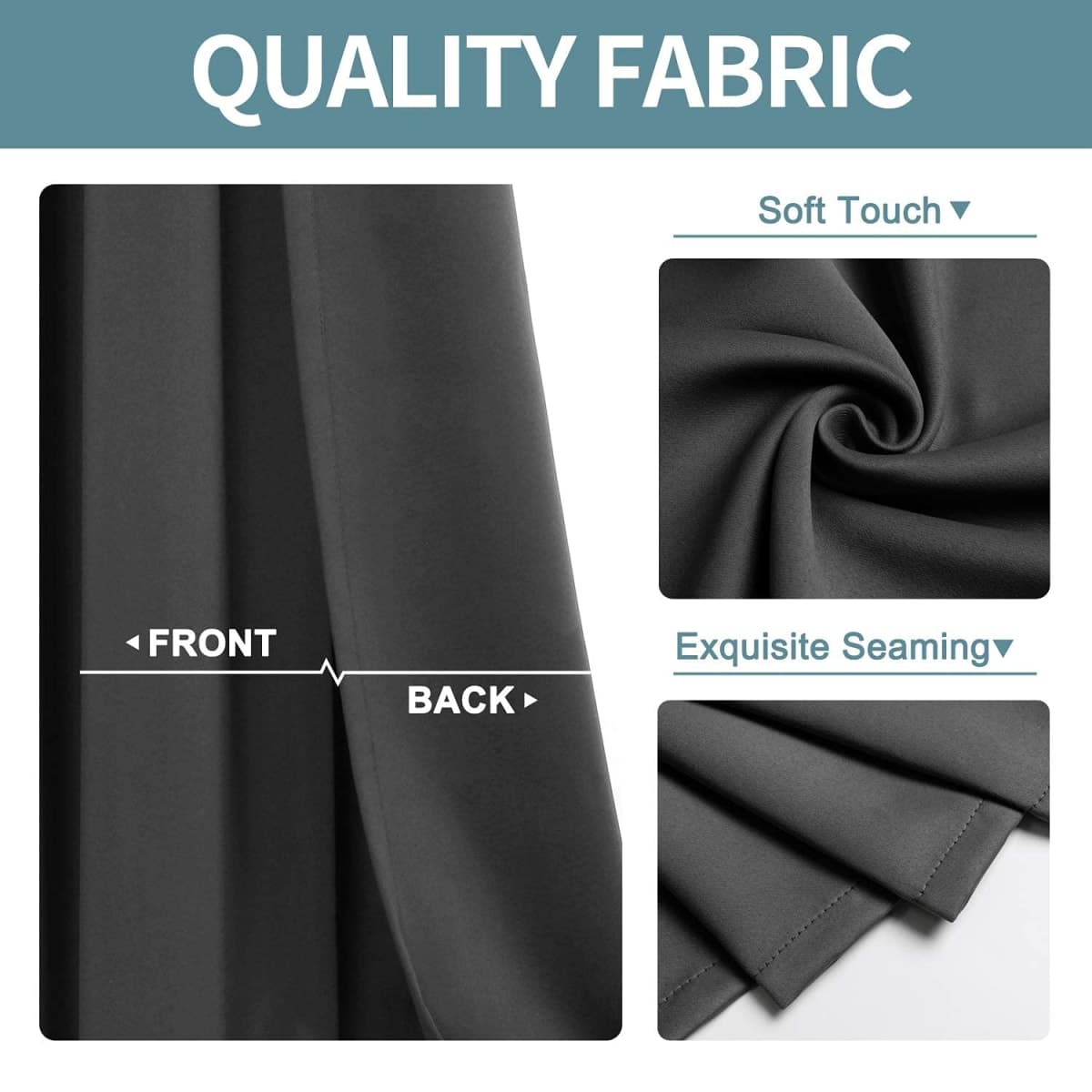 ChrisDowa Grommet Blackout Curtains for Bedroom and Living Room - 2 Panels Set Thermal Insulated Room Darkening Curtains (Dark Grey, 42 x 63 Inch) thumbnail 4