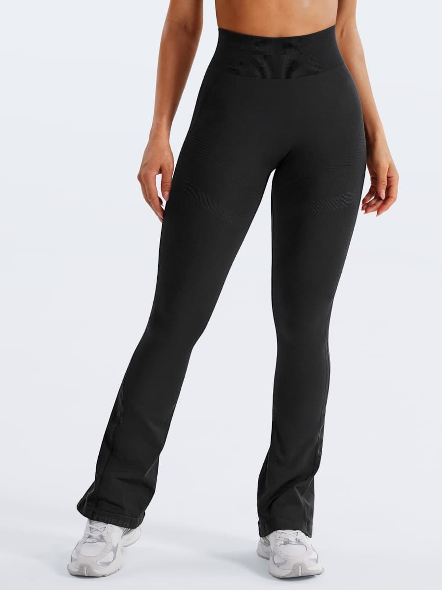 YEOREO Mini Flare Leggings Womens Workout Butt Lifting Legging Hidden Scrunch Seamless 28" / 30" Impact Lilliean Yoga Pants, Black, X-Small thumbnail 2