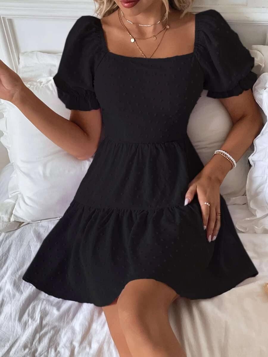 Summer Dresses for Women 2024, Tie Backless Womens Dresses,Swiss Dot Mini Dress,Ruffle Hem Dress,Flowy Casual Dresses, Hot Pink, Large thumbnail 3