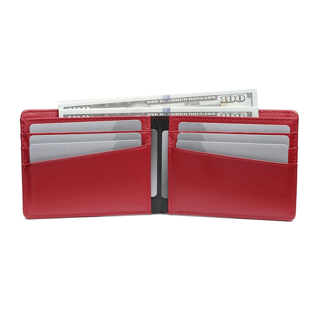 Lanyani Minimalist Fabric Wallet Bifold RFID Blocking, C-Red, Small, Minimalist thumbnail 5