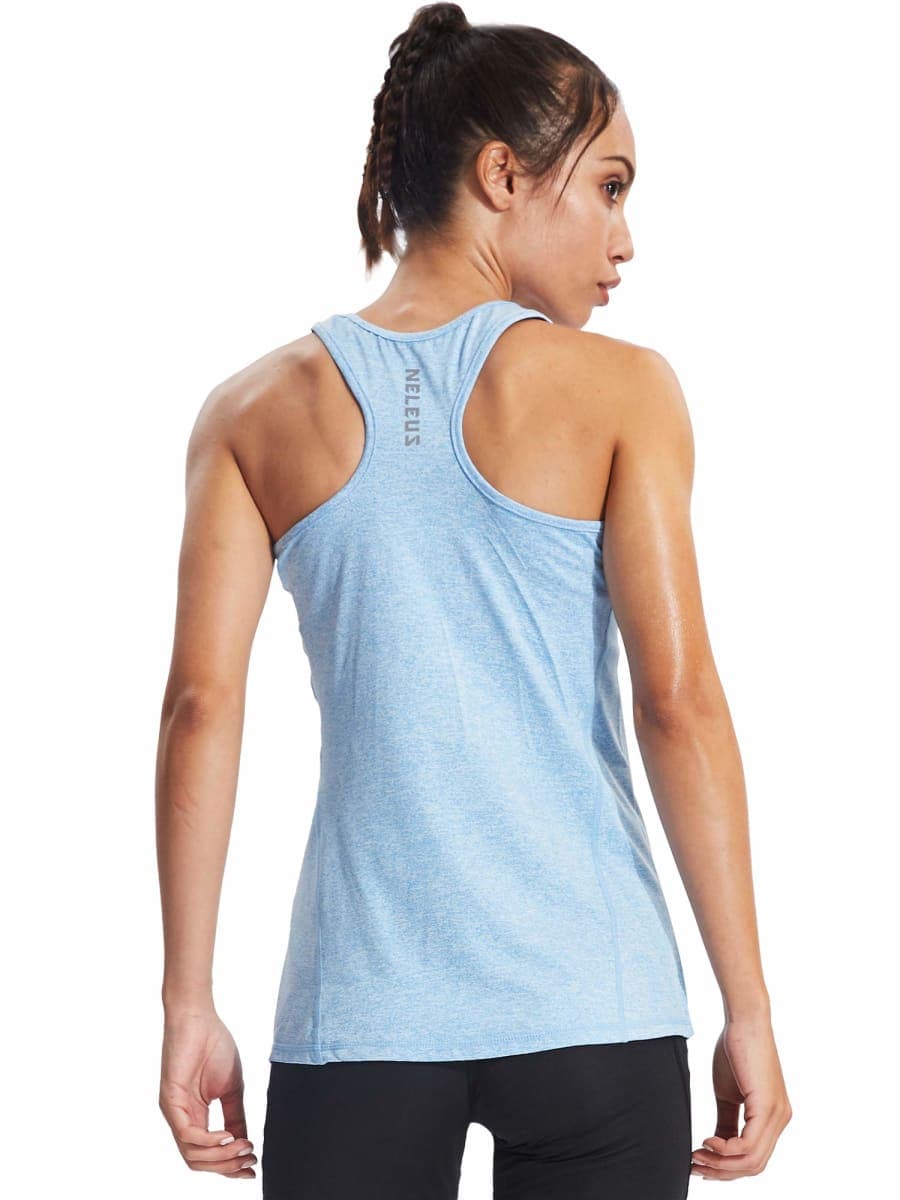 NELEUS Women's Workout Tank Top Racerback Yoga Tanks Athletic Gym Shirts, 06 Light Blue/Rose Red/Light Green, XX-Large thumbnail 4