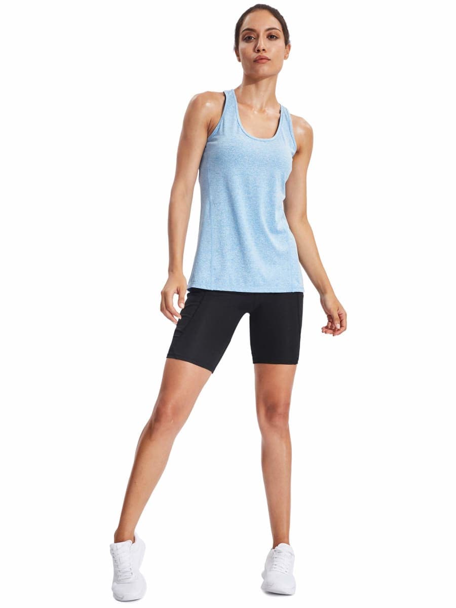 NELEUS Women's Workout Tank Top Racerback Yoga Tanks Athletic Gym Shirts, 06 Light Blue/Rose Red/Light Green, XX-Large thumbnail 5