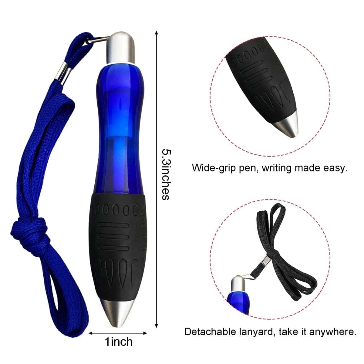 lyforx 14pcs Big Fat Pens Aids Writing For Tremor, Arthritis, Parkinson, Handicap, Carpal Tunnel Large Wide Grip Pens Blue (2 Pen + 6 Black Refills + 6 Blue Refills) thumbnail 2