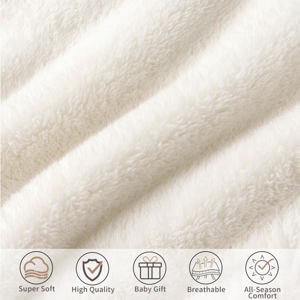 Pro Goleem Fleece Baby Blanket with 2 Inch Satin Trim Soft Anti-Static Plush Blanket for Boys and Girls Christmas Baby Gifts for Babies 30''x40''，White thumbnail 4