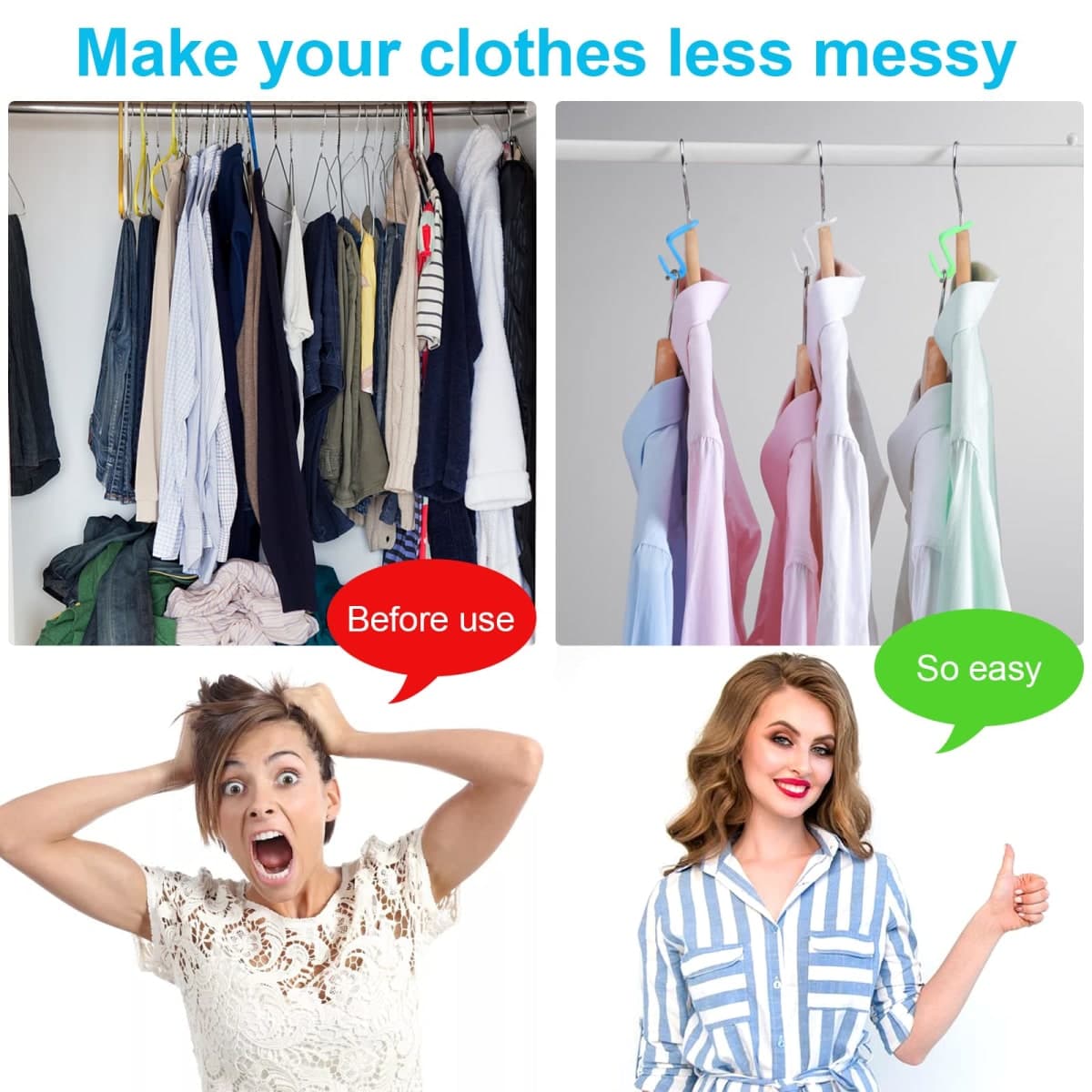 100 PCS Hanger Connector Hooks, Hangers Space Saving, Hanger Hooks, Hanger Clips for Plastic Hangers(5 Color) thumbnail 4