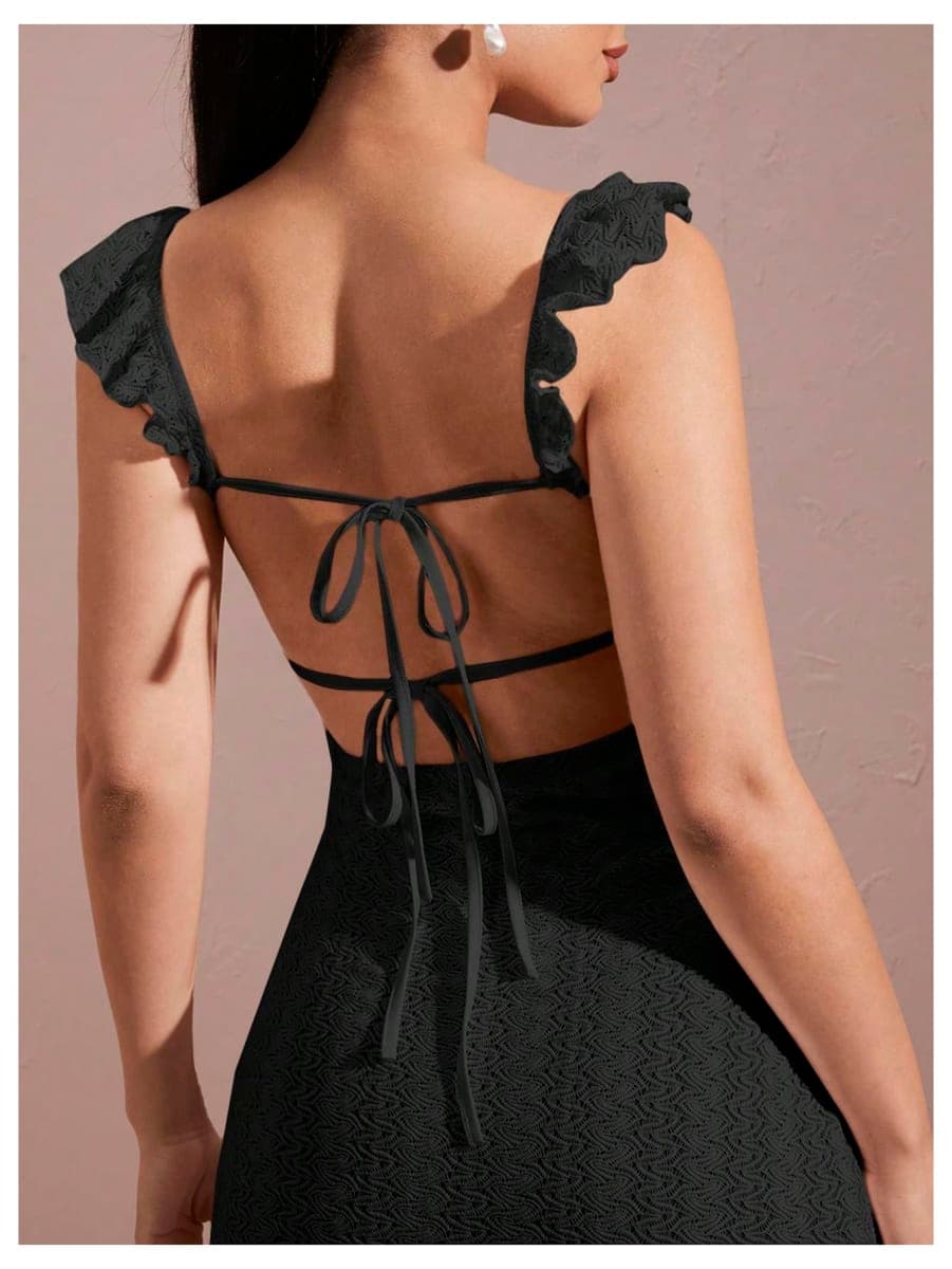 WDIRARA Women's Backless Bodycon Knit Maxi Dress Wedding Guest, Pink, Large thumbnail 5