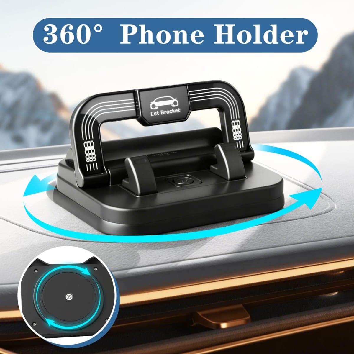 specheer Car Phone Holder 360 Degree Rotation, 2-in-1 Dashboard Phone Holder & Parking Number Plate, Suction Cup Phone Mount with Anti-Slip Silicone, Adjustable Horizontal Vertical for All Phone thumbnail 3