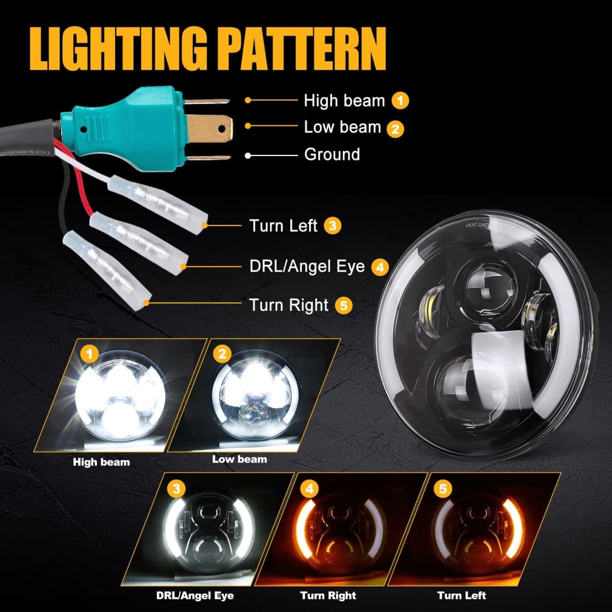 SUPAREE 7 Inch LED Motorcycle Headlight with Turn Signal Fit for Touring thumbnail 2