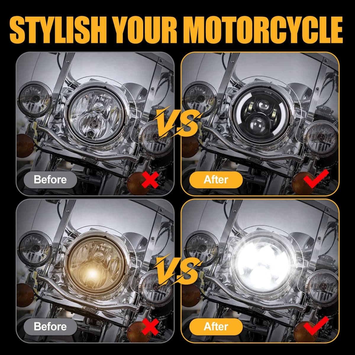 SUPAREE 7 Inch LED Motorcycle Headlight with Turn Signal Fit for Touring thumbnail 3