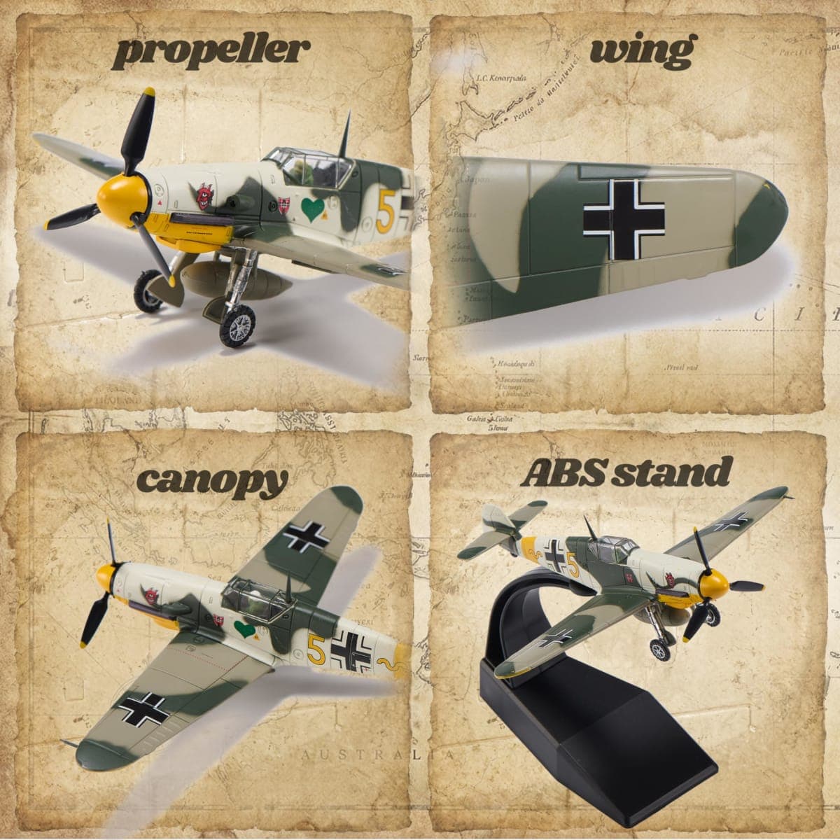 Udnorbay 1/72 Scale Restored WWII German Germany 1942 Messerschmitt BF 109F-4 Finished Model Military Aircraft Model thumbnail 3