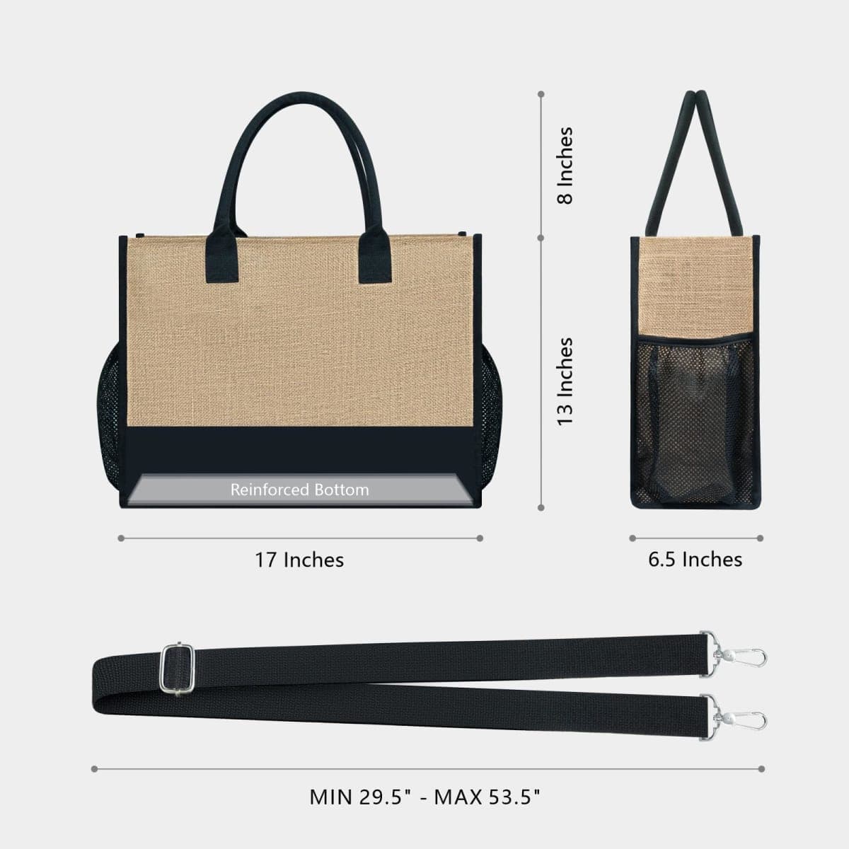 TOPDesign Personalized Initial Canvas Tote Bag, for Wedding, Birthday, Beach, Perfect Gifts for Women, Mom, Teachers, Friends, Black/Brown - K, Large thumbnail 4