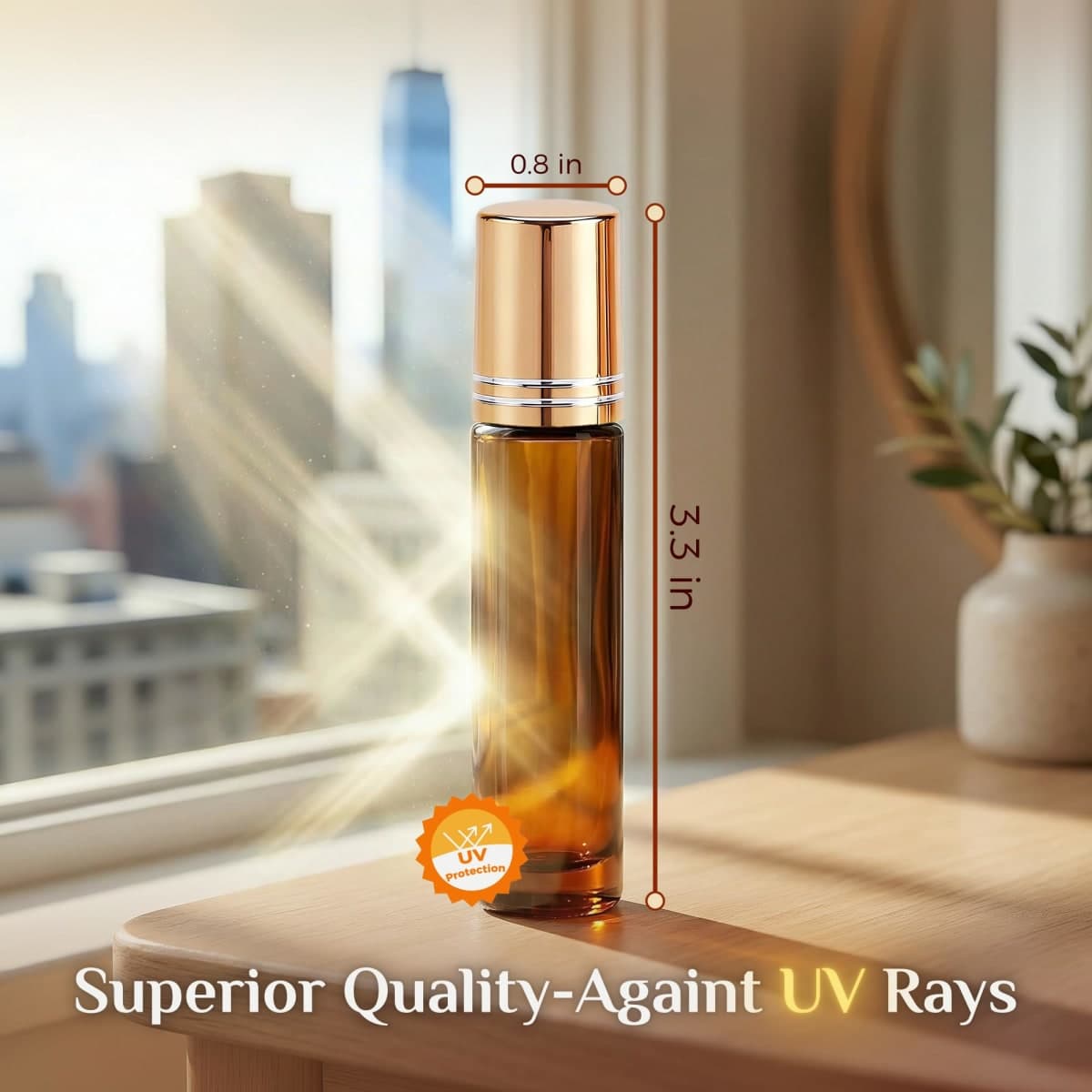 PrettyCare Essential oil Roller Ball Bottles for Oils 10ml Amber Glass with Golden Caps 4 pack, Refillable Empty Perfume Bottles with Extra Roller Balls, Opener, Funnel, Pipette, Labels thumbnail 3