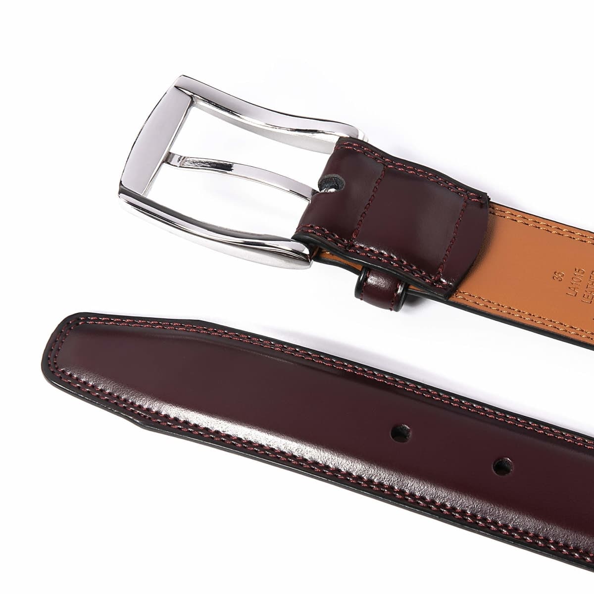 Fabio Valenti Genuine Leather Dress Belts For Men - Mens Belt For Suits, Jeans, Uniform With Single Prong Buckle, Wine Red, 42（waist 40-41） thumbnail 4