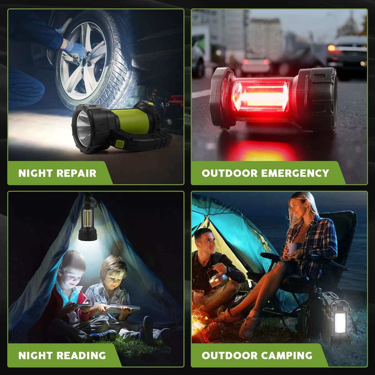 AlpsWolf Camping Lantern Rechargeable, LED Flashlight Spotlight Lantern with 800LM, 3600 mAh, Strap Included Portable Bright Camping Light for Emergency, Outdoor Hiking, Power Outages(Green,1 Pack) thumbnail 4