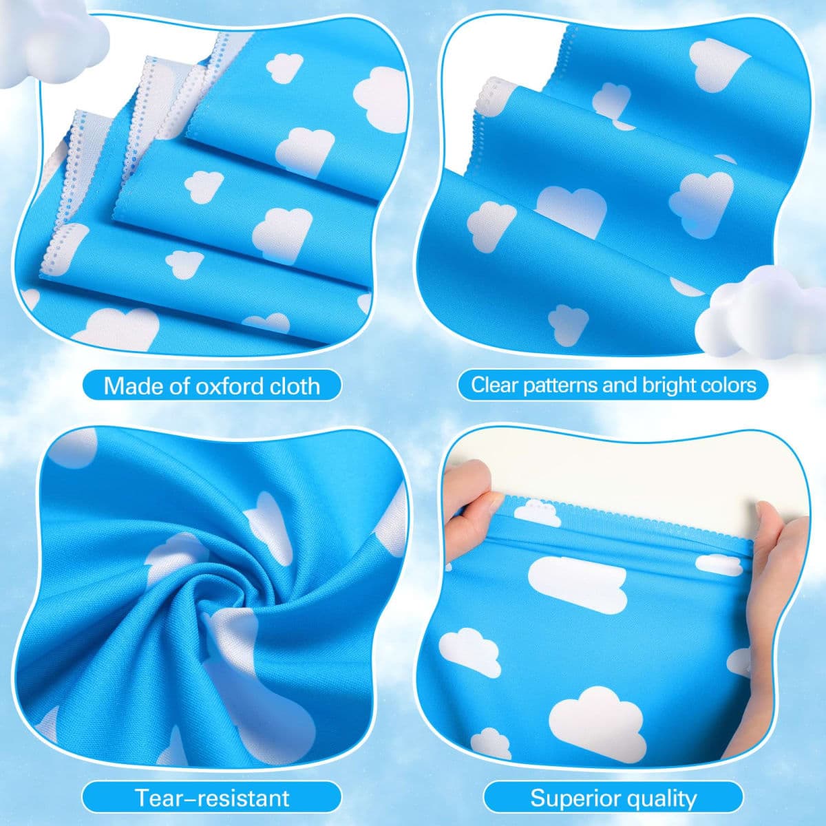 Oudain Cartoon Story Table Runner 13 x 72 Inch Blue Sky White Cloud Tablecloth Party Supplies Table Decor for Baby Shower Boy Girl Birthday Party Decorations (6 Pcs) thumbnail 5