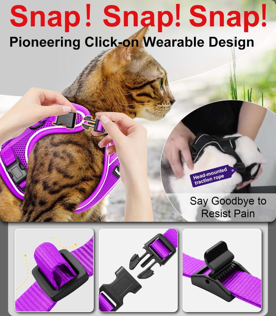 Cat Harness and Leash for Walking Escape Proof Soft Adjustable Cat Leash thumbnail 5
