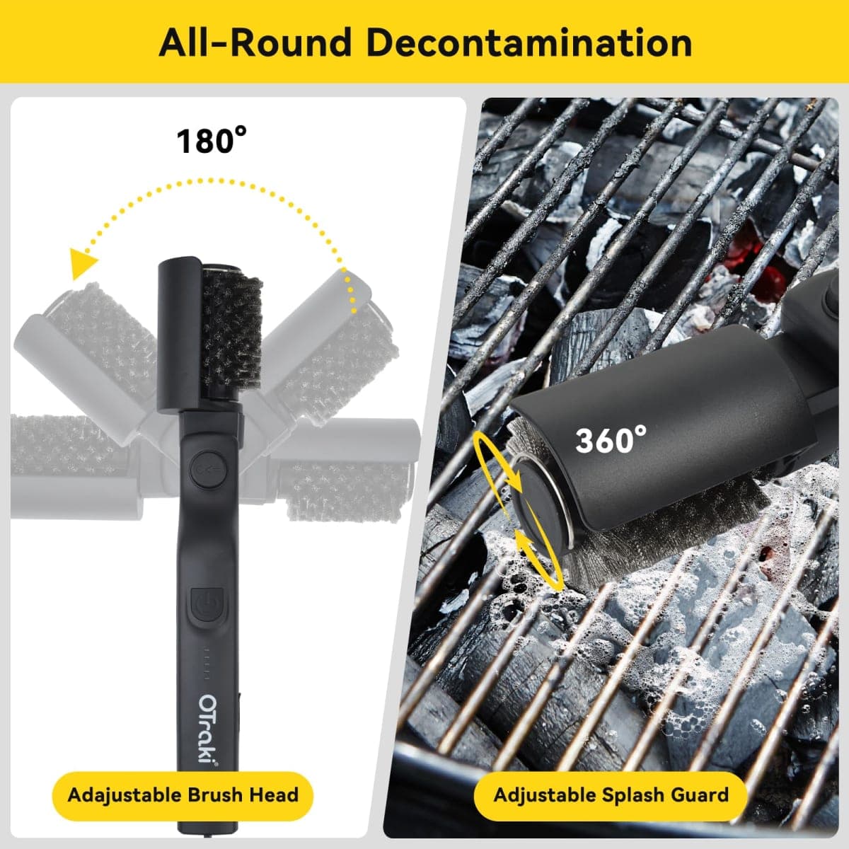FIRINER Electric Grill Brush, 3 Powerful Speed BBQ Grill Brush for Outdoor Grill - 180°Adjustable Automatic Stainless Steel Wire Grill Cleaning Brush for Camping Outdoor BBQ Accessories thumbnail 3