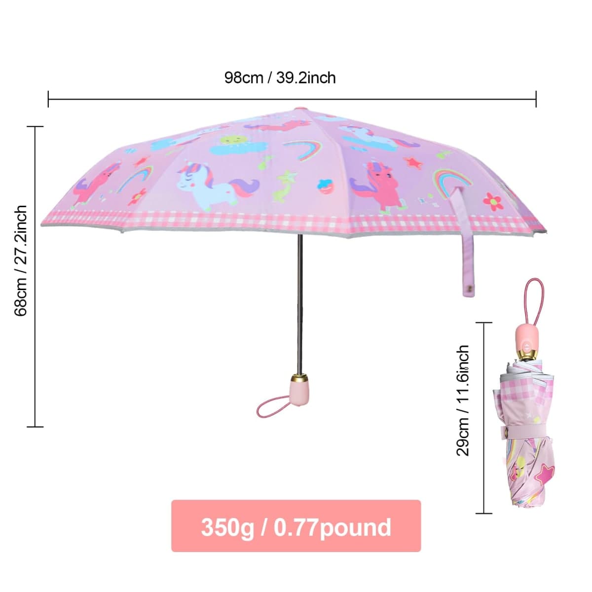 Afkengung Kids Automatic Umbrella with Cartoon Print & Reflective Strip,easy One-Button Open Close, UPF 50+ Sun & Wind Protection for School, Outdoor Safety for Boys and Girls, Dinosaurs, oceans thumbnail 2