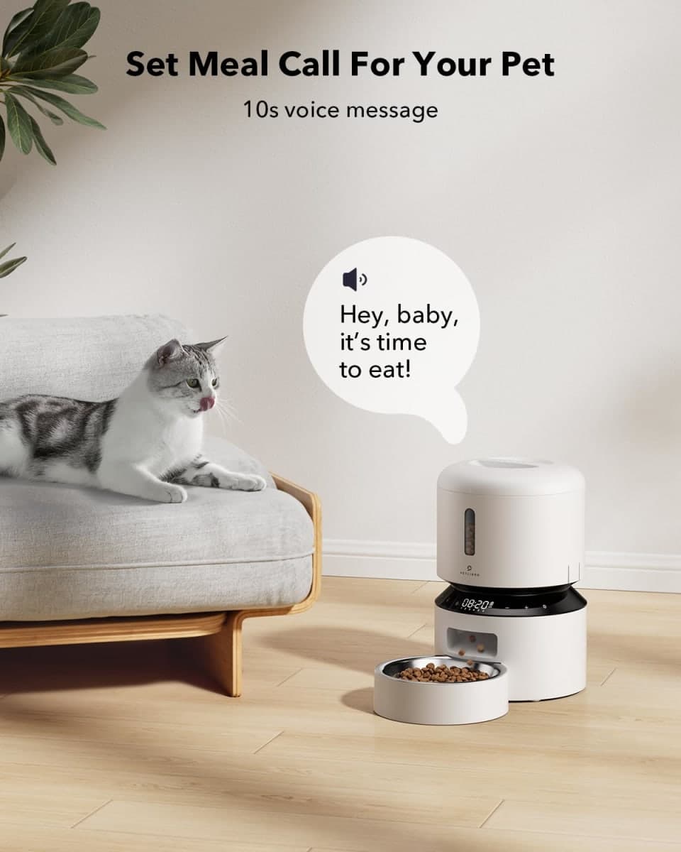 PETLIBRO Automatic Cat Feeder, Pet Dry Food Dispenser Triple Preservation with Stainless Steel Bowl & Twist Lock Lid, Up to 50 Portions 6 Meals Per Day, Granary for Small/Medium Pets thumbnail 4