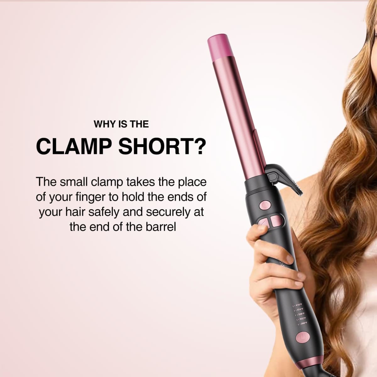 Extra-Long Barrel Rotating Curling Iron with Short Clamp, Automatic Curling Iron 1 Inch Creates Loose Curls – for Medium and Long Hair, High Heat 410°F, Instant Heat up, Double Ceramic, Dual Voltage thumbnail 5