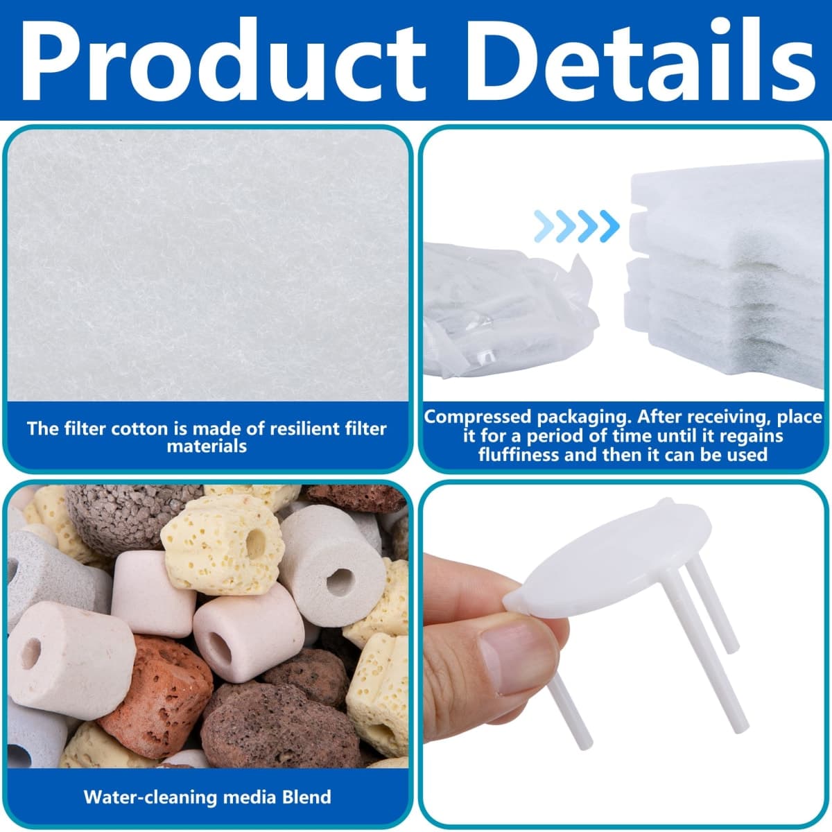 Adnee 17 Pcs Pond Waterfall Spillway Filter Media, No Spillway Included thumbnail 3