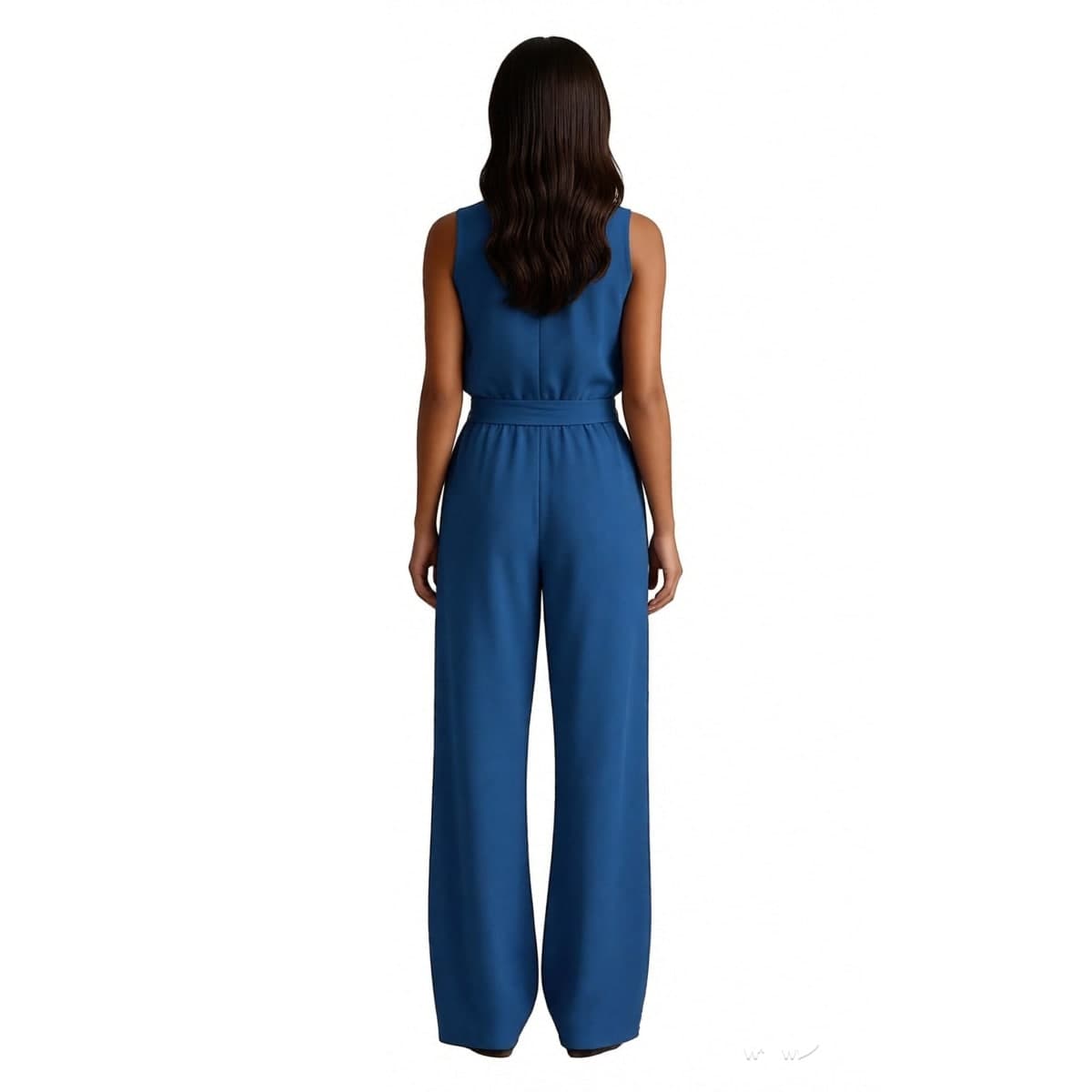 DeftSharp 2025 Women's Sexy Cocktail Party Clubwear Casual Working Rompers Club Back Zip Belt Long Jumpsuit, Party Outfits 418 Blue, Large thumbnail 3