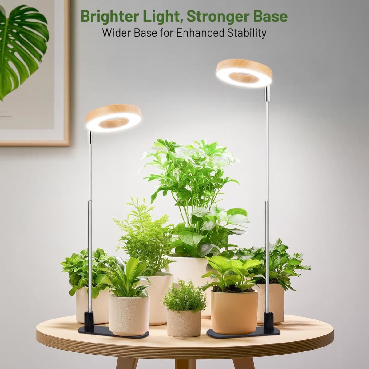 Grow Light for Indoor Plants, Full Spectrum Halo Plant Grow Light with Base, Height Adjustable Plant Growing Lamp with Auto On/Off Timer 4/8/12H, 4 Dimmable Brightness, for Small Plants, White thumbnail 2