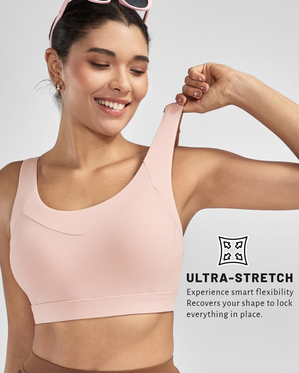 RUNNING GIRL Sports Bras for Women High Support, Adjustable Straps High Impact Sports Bras with Sewn in Pads Workout Bra(3167 Pink Peony S) thumbnail 3