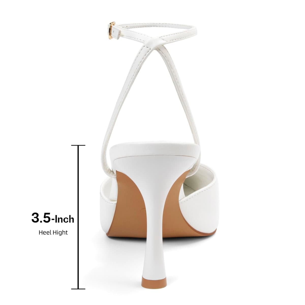 Miorap Closed Pointed Toe Kitten Slingback Heels for Women Ankle Strap Pumps Wedding Party Dressy Comfort Shoes, White, 8.5 thumbnail 3