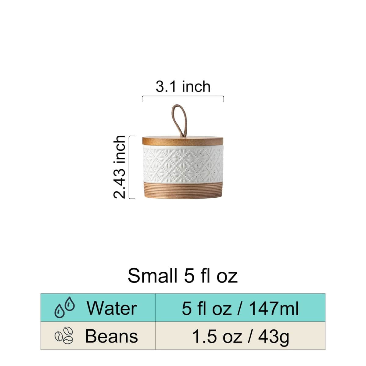 Miamolo Small Ceramic Jar with Lid, Coffee Container Kitchen Food Storage Jars for Spice Sugar Candy Matcha, Mini Kitchen Spice Jars for Counter, Home, Pantry - White & 5oz thumbnail 3