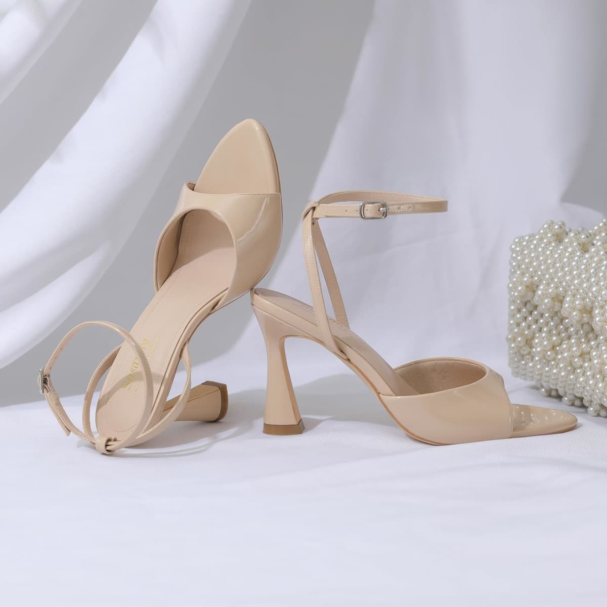 Susanny Kitten Heels for Women Pointed Open Toe High Heels Ankle Strap Sexy Heeled Sandals Strappy Stiletto Wedding Bridal Party Prom Dress Shoes, Nude, 8 thumbnail 3