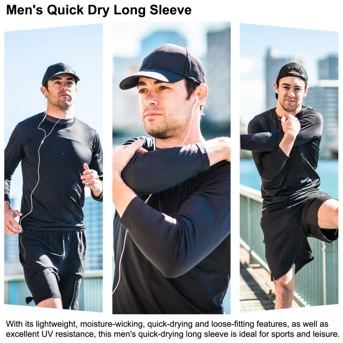 HovSiyla Long Sleeve Shirts for Men Moisture Wicking Mens Tee Shirts Workout Sun Protection T Shirt for Running, 5 Pack Black, Medium thumbnail 5