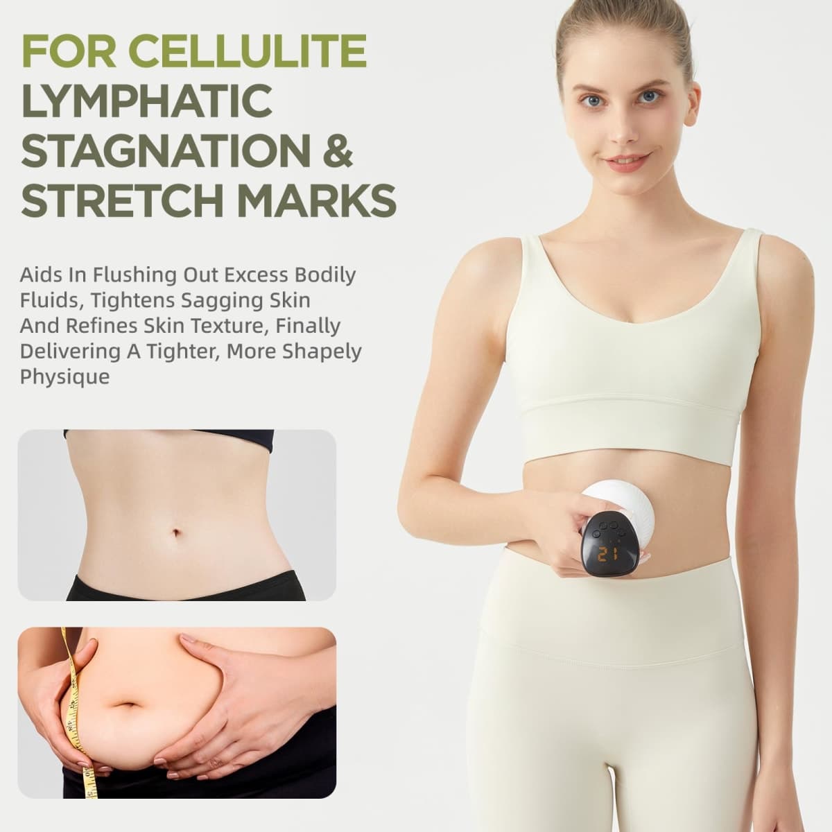 Lymphatic Drainage Massager & Anti-Cellulite Massage Tool, Body Contouring Device for Legs, Arms & Stomach, Supports Smoother Skin, with Gentle Warming & Vibration thumbnail 2