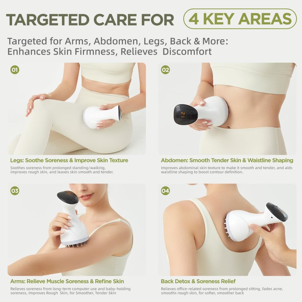 Lymphatic Drainage Massager & Anti-Cellulite Massage Tool, Body Contouring Device for Legs, Arms & Stomach, Supports Smoother Skin, with Gentle Warming & Vibration thumbnail 4