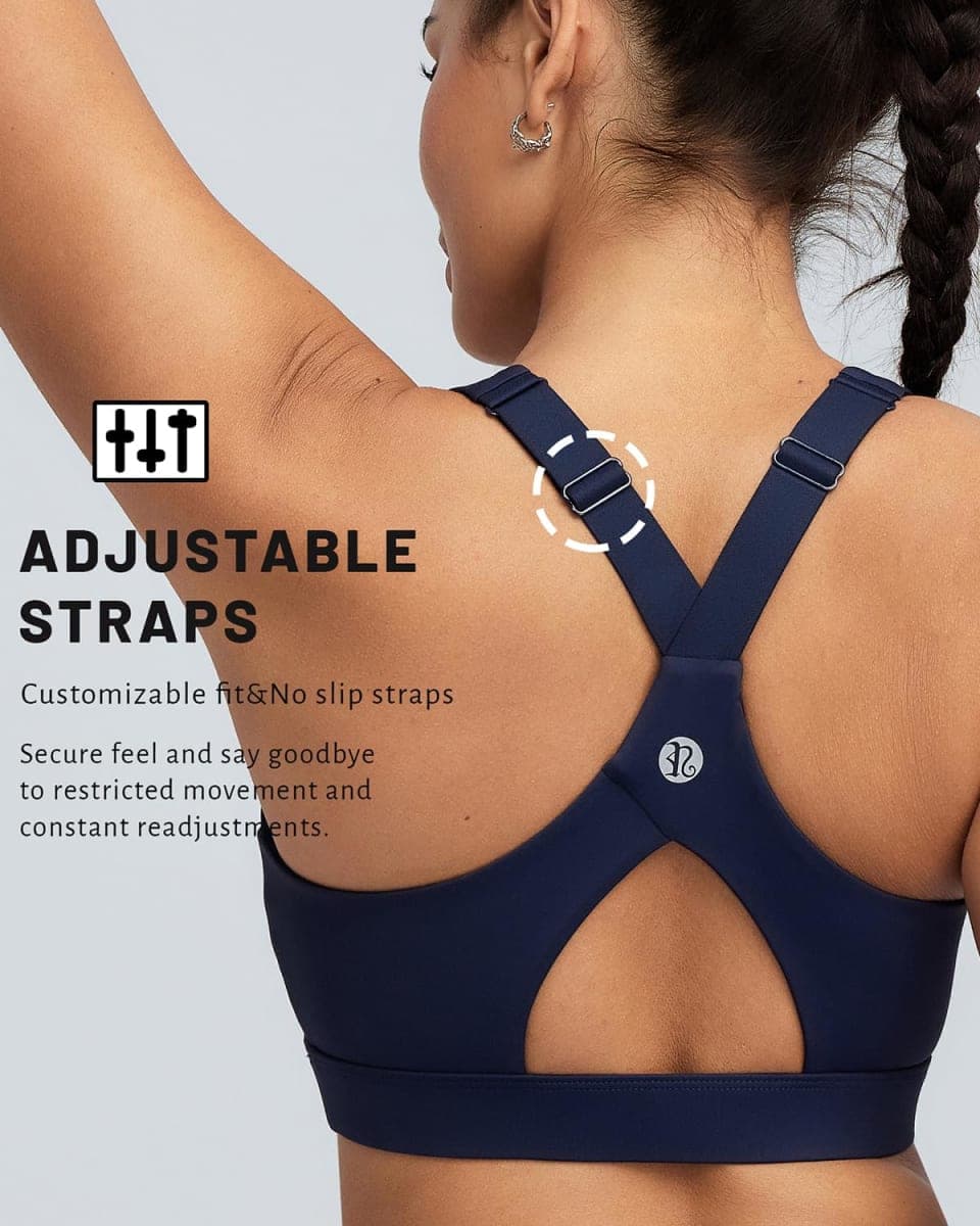RUNNING GIRL Sports Bras for Women High Support, Adjustable Straps High Impact Sports Bras with Sewn in Pads Workout Running Bra(3173 Inky Blue S) thumbnail 2