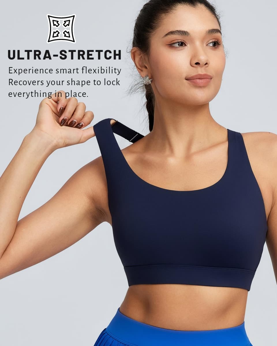 RUNNING GIRL Sports Bras for Women High Support, Adjustable Straps High Impact Sports Bras with Sewn in Pads Workout Running Bra(3173 Inky Blue S) thumbnail 3