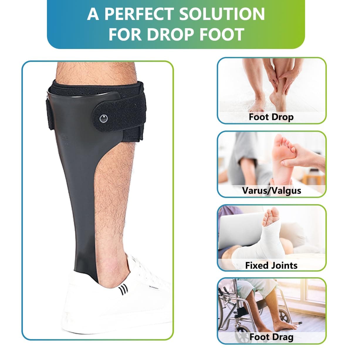 Komzer AFO Drop Foot Brace for Men Women Ultra Thin Half Palm Ankle Stabilizer Daily Ambulation Walk Auxiliary Footwear Inserts for Stroke Hemiplegia, S-Left thumbnail 2
