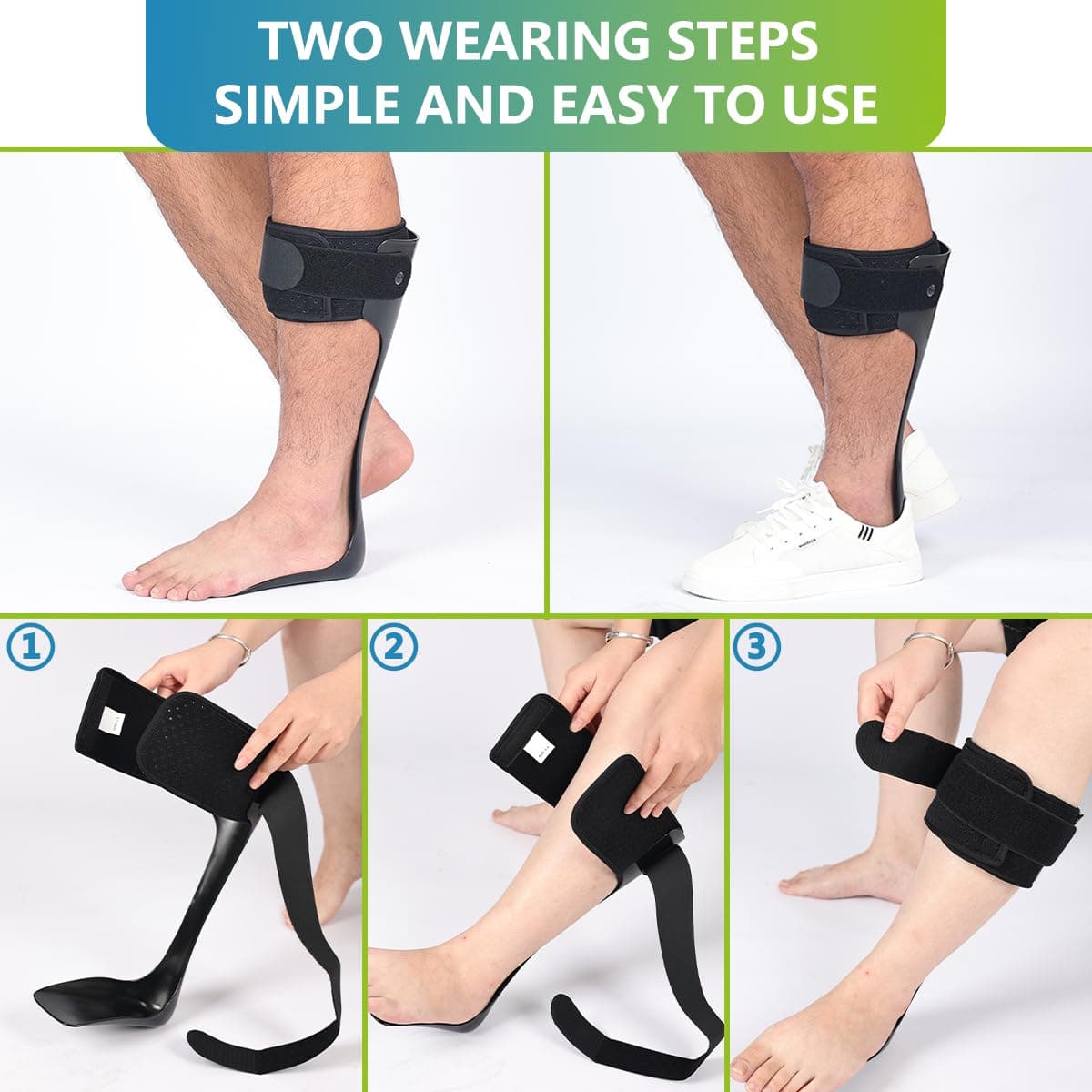 Komzer AFO Drop Foot Brace for Men Women Ultra Thin Half Palm Ankle Stabilizer Daily Ambulation Walk Auxiliary Footwear Inserts for Stroke Hemiplegia, S-Left thumbnail 5