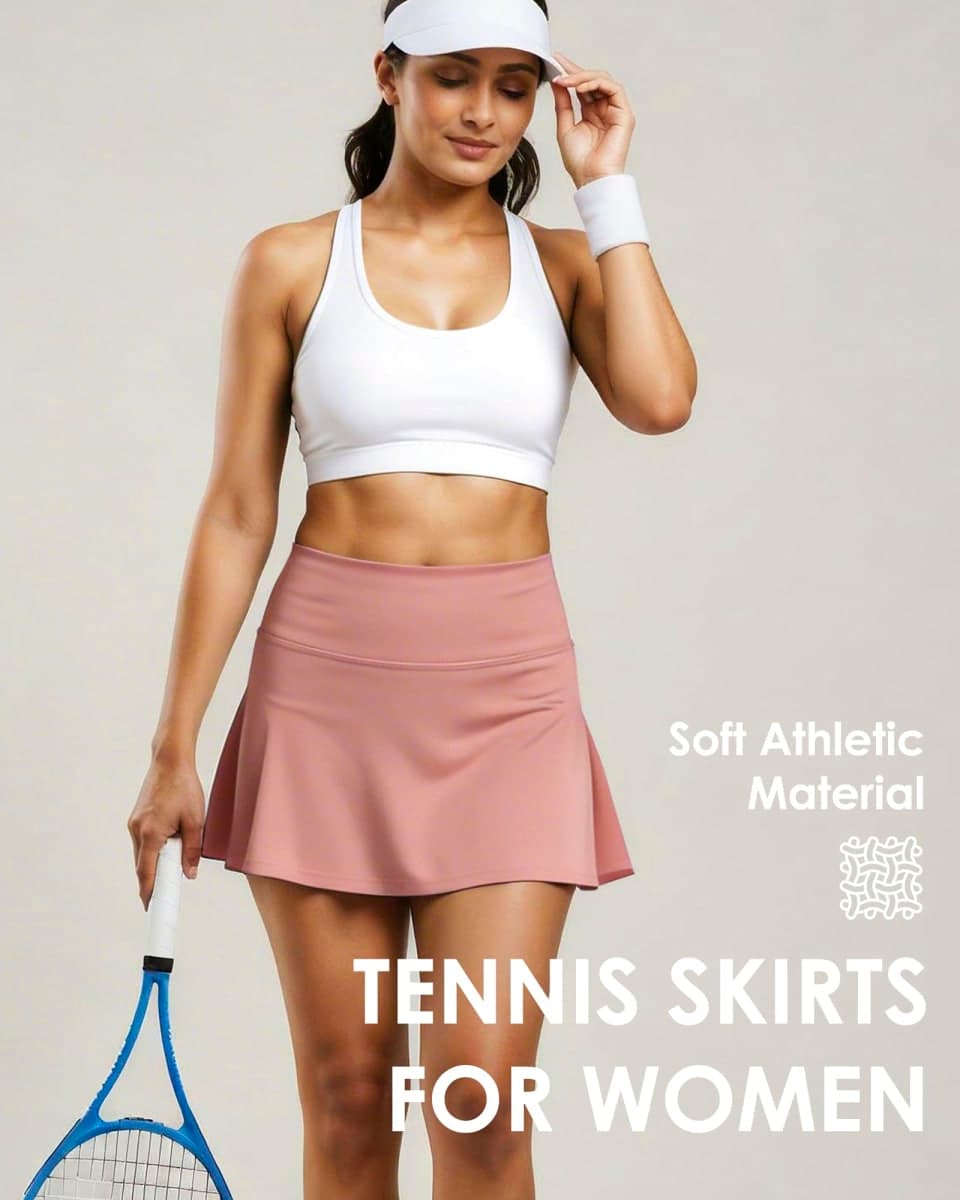 Shdykj Women Tennis Workout Skirts High Waisted Athletic Skirt with Inner Shorts Pockets,Soft Lightweight Golf Running Skirt, Pink, Small thumbnail 4