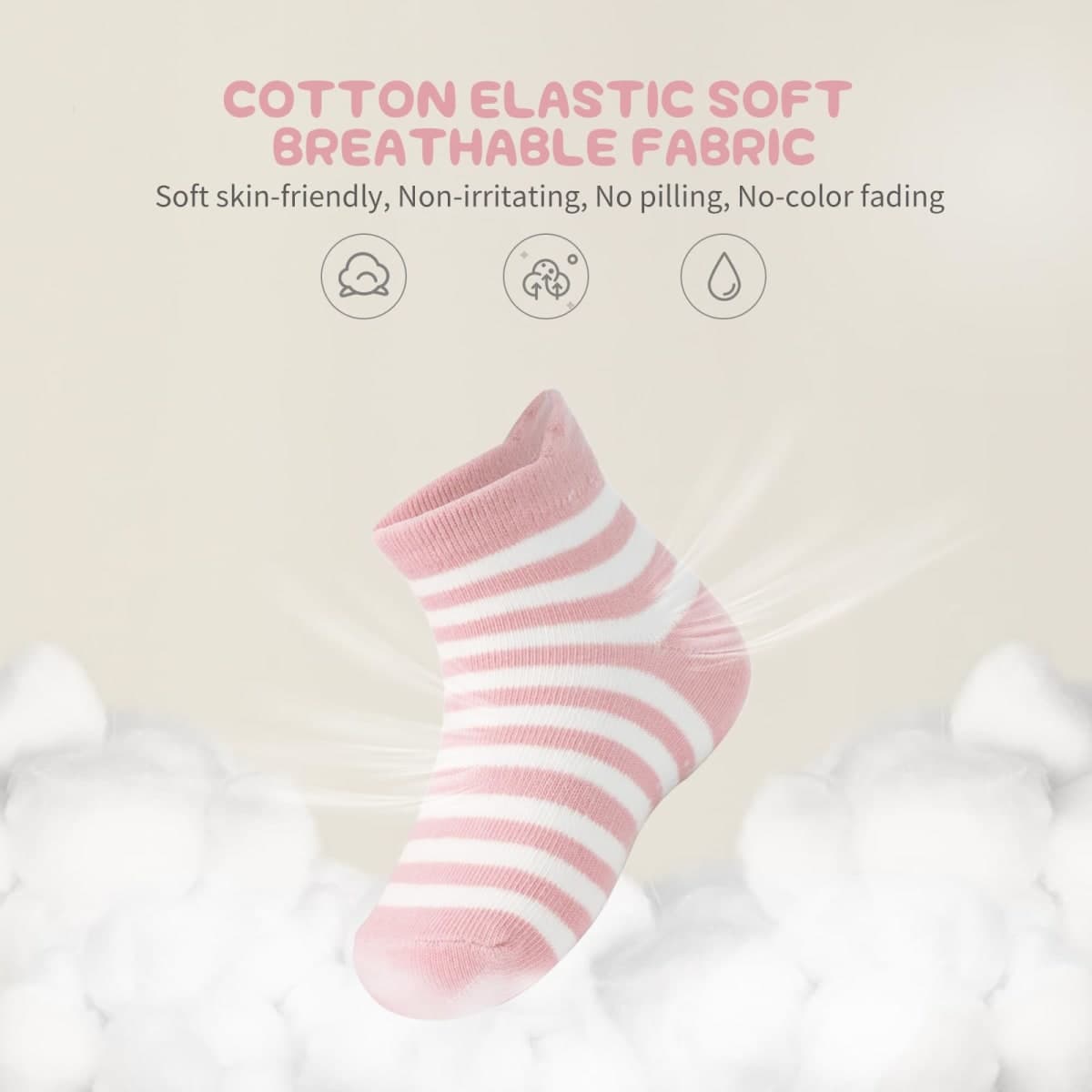 Aroveea Toddler Socks Non Slip Grip Ankle Baby 12 Pack for Kids Boys Girls, Stripe2, 1-3T thumbnail 3