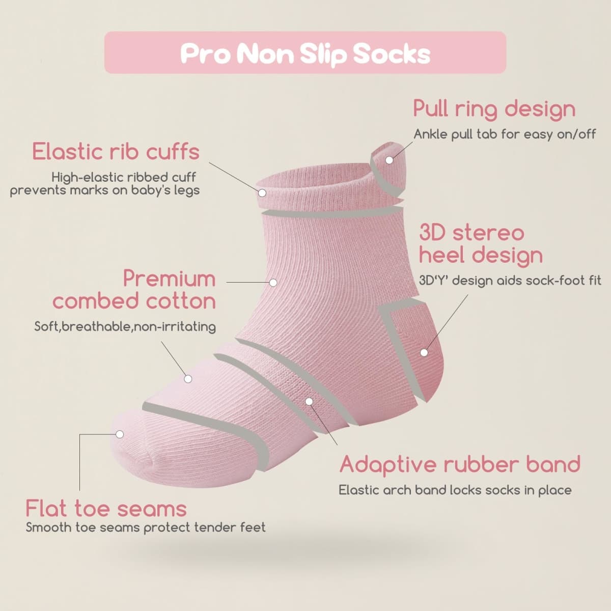 Aroveea Toddler Socks Non Slip Grip Ankle Baby 12 Pack for Kids Boys Girls, Stripe2, 1-3T thumbnail 4
