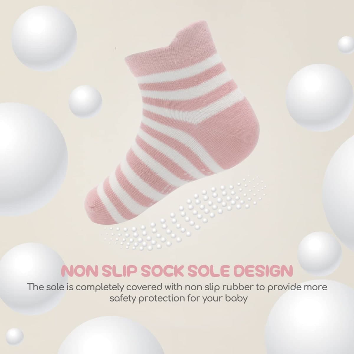 Aroveea Toddler Socks Non Slip Grip Ankle Baby 12 Pack for Kids Boys Girls, Stripe2, 1-3T thumbnail 5