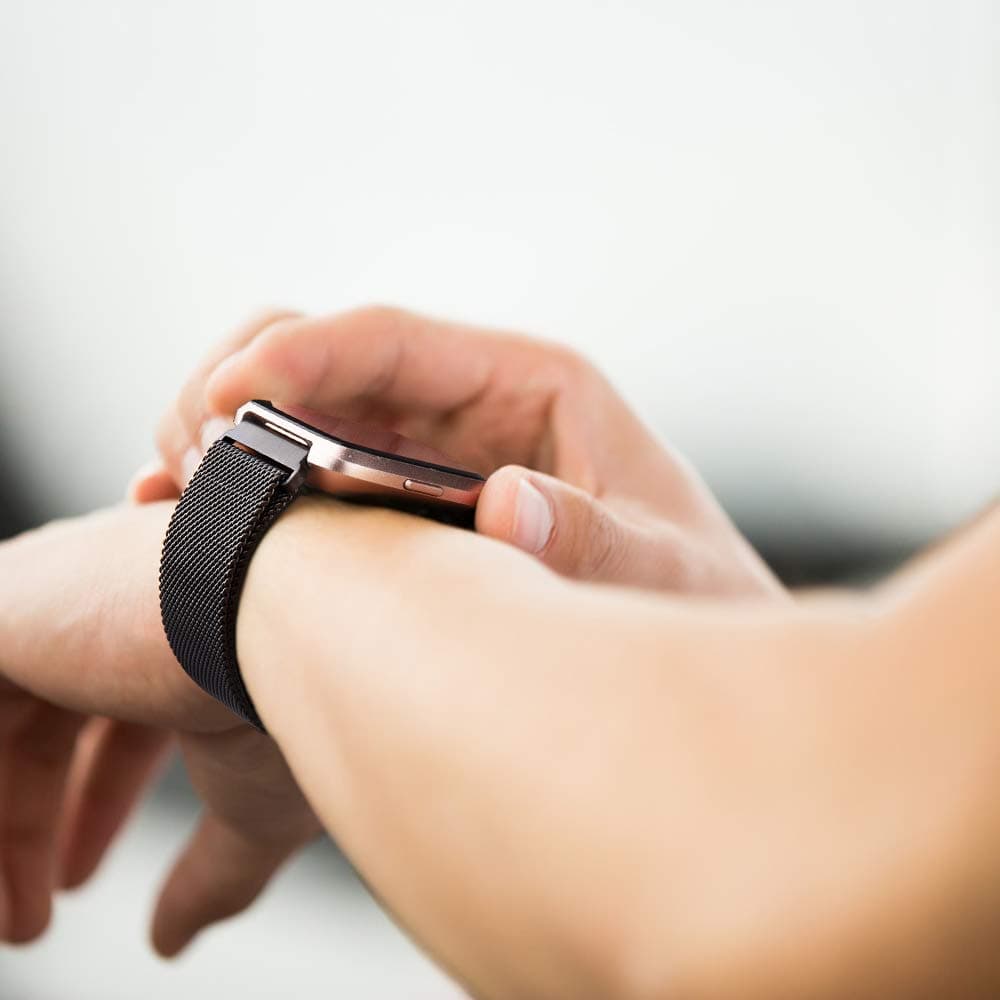 Amzpas Bands Compatible with for Fitbit Versa 2 / Versa SE/Versa Lite/Versa, Breathable Stainless Steel Loop Mesh Magnetic Adjustable Wristbands for Women Men(Large,Black) thumbnail 4