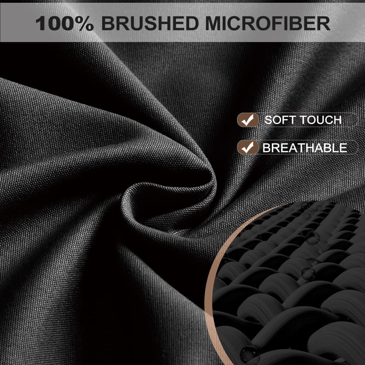 FreshCulture Queen Fitted Sheet - Hotel Quality, Ultra Soft & Breathable Brushed Microfiber, Deep Pocket, Cooling Fitted Sheets for Queen Size Bed (Black) thumbnail 2