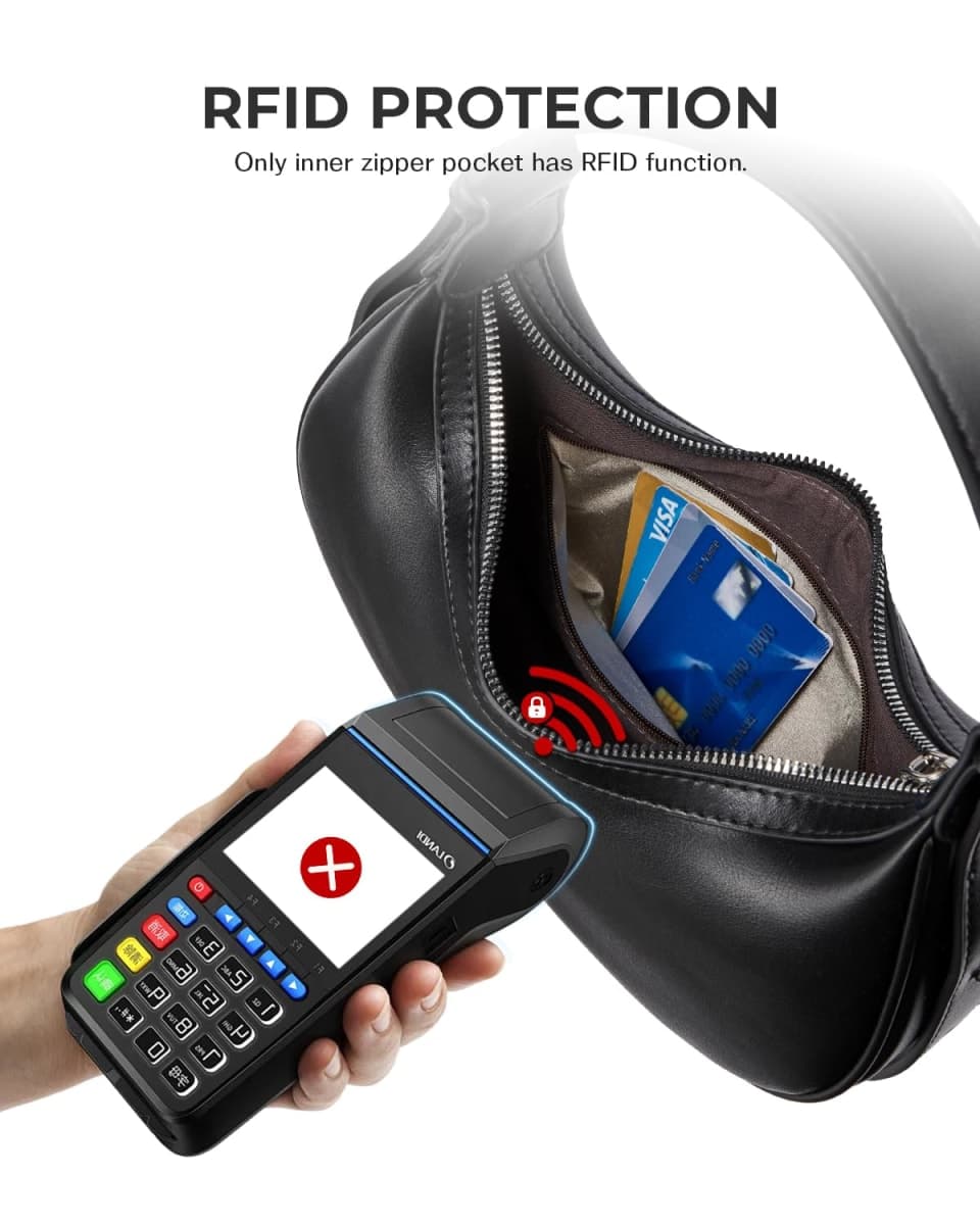 CHOLISS Shoulder Bag for Women RFID Vegan Leather Crescent Hobo Bag Clutch Underarm Purse Top-Handle Travel Handbags, Black thumbnail 3