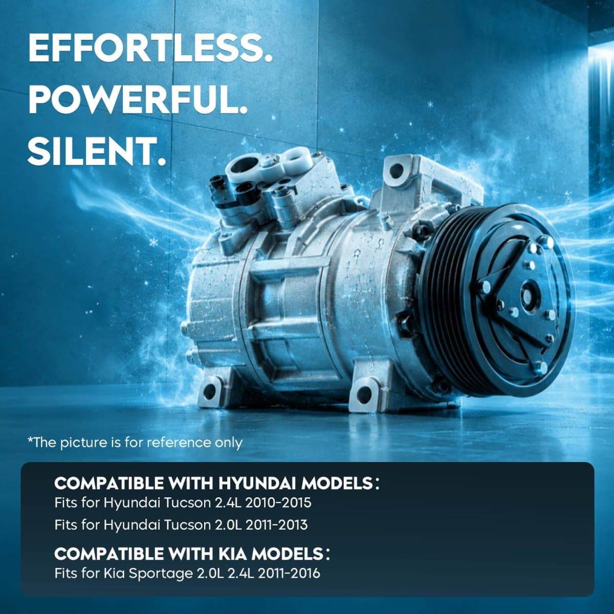 TadaMark A/C Air Conditioner Compressor With Clutch Compatible With Kia Sportage 2.0L 2.4L 2011-2016, for Hyundai Tucson 2.4L 2010-2015, for Tucson 2.0L 2011-2013 thumbnail 2
