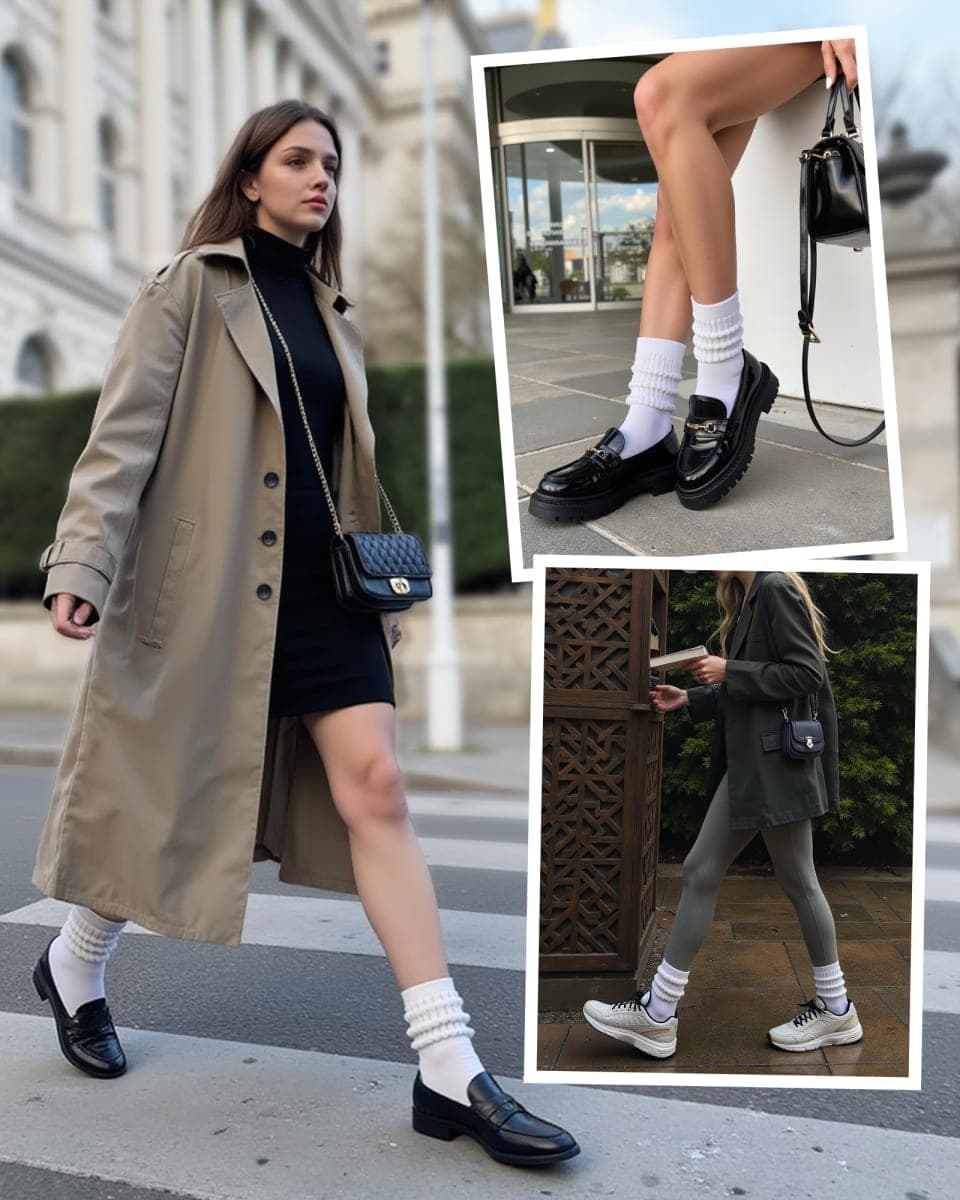 HONGTEYA Slouchy Crew Socks for Women Soft Scrunch Socks Cute Fashion Retro for Boot Sneakers Size 5-11, White*2, One Size Tall thumbnail 4